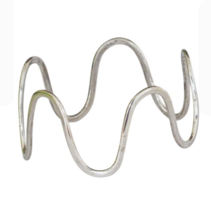 Yvonne de Wit handcrafted wide sterling silver spiral bangle with an organic wavy design.