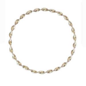Yvonne de Wit handcrafted wide sterling silver spiral bangle with an organic wavy design.